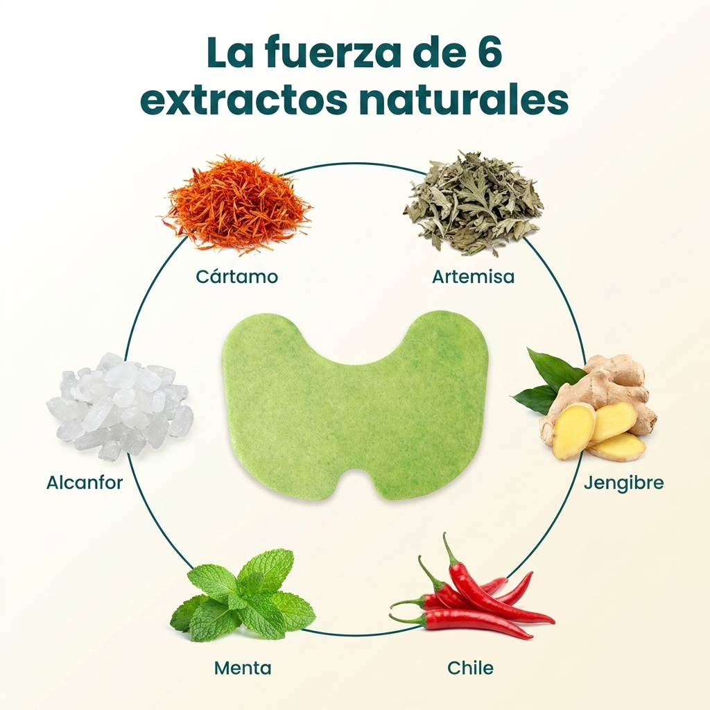 La fuerza de 6 extractos naturales — artemisa, jengibre, chile, menta, alcanfor y cártamo